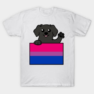 Love is Love Puppy - Black Lab - Bi Pride Flag T-Shirt